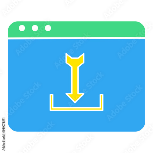 Digital file download icon set with multimedia music and image formats, upload and save button elements in blue and green color - HGPCOSM01