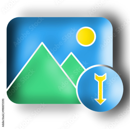 Digital file download icon set with multimedia music and image formats, upload and save button elements in blue and green color - HGPCOSM01