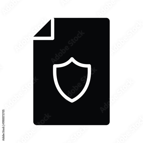 Free Download Document security shield icon protected paper symbol confidential information safety concept black and white illustration. - GFXLoad