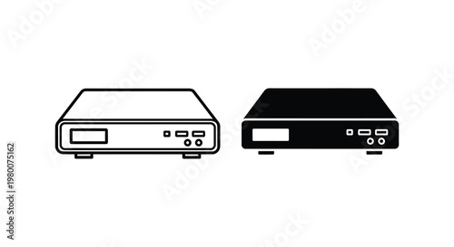 Two electronic devices a set top box and a dvd player silhouette