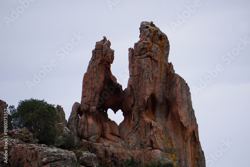 unusual heart rock formation on the island of corsica, france