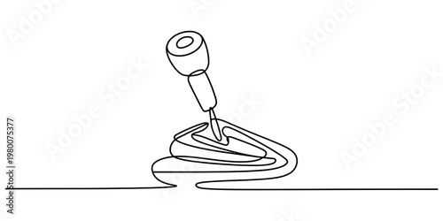 Single line drawing of a manual car gear shift handle for automotive concept design. Vector, illustration