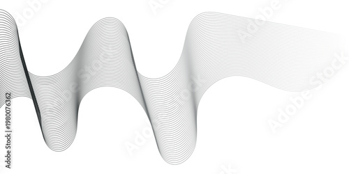 Abstract gray dynamic wave lines on white background representing high speed motion and modern technology design