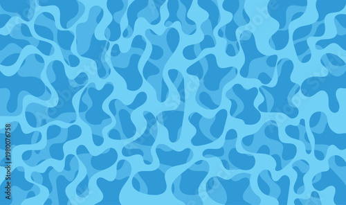 Abstract Blue Organic Blob Seamless Pattern, Light and Dark Blue Amoeba Shapes Background, Modern Fluid Camouflage Texture Vector 