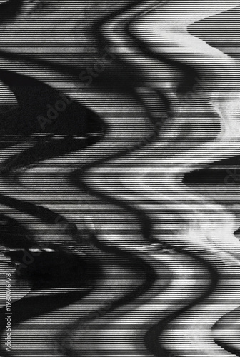 Abstract Wavy Distortion Texture with Horizontal Lines and Glitch Signal Effect Background