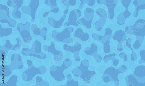 Abstract Blue Organic Blob Pattern, Light and Dark Blue Amoeba Shapes Seamless Background, Modern Fluid Camouflage Texture Vector 