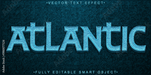  Atlantic Ocean Wave Typography Style Vector Fully Editable Smart Object Text Effect