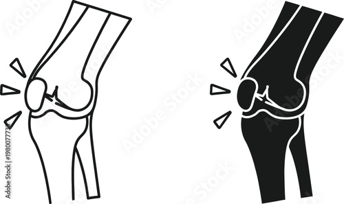 Knee joint pain illustration healthy vs damaged cartilage