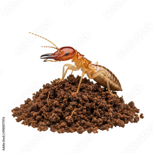 Termite macro on soil black background