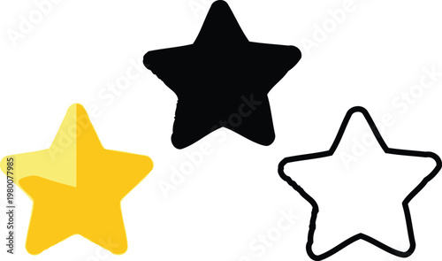 Three stars black yellow and white a simple graphic illustration
