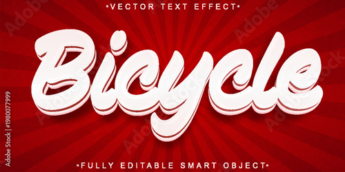  Bicycle Retro Metal Typography Style Vector Fully Editable Smart Object Text Effect