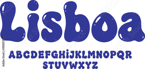 Playful 'lisboa' typography with bubble letters and full alphabet set