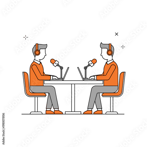 Two professionals engaged in a podcast recording session