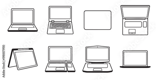 Clean, contemporary laptop icons in vector style — perfect for websites, apps, presentations, and marketing materials.