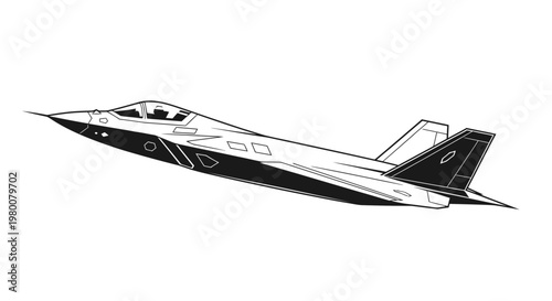 Modern Military Aircraft Silhouette - Sleek Fighter Jet Design