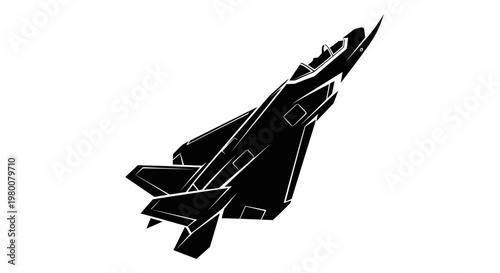 Modern Military Aircraft Silhouette Ascending Into The Sky
