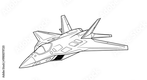 Modern Military Fighter Jet Illustration - Sleek Aerial Vehicle Design