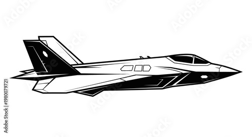 Modern Military Fighter Jet Illustration - Sleek Design