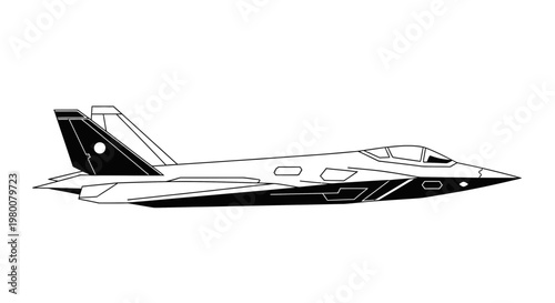 Modern Military Fighter Jet Side View Illustration