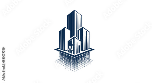 Modern Cityscape with Digital Foundation - Architectural Illustration