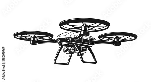 Modern Drone with Camera for Aerial Photography and Videography