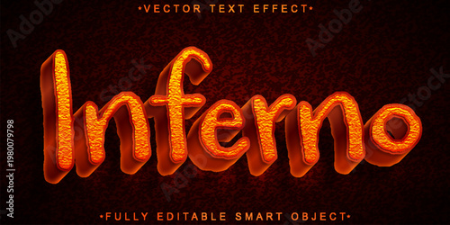  Inferno Fire Flame Typography Style Vector Fully Editable Smart Object Text Effect