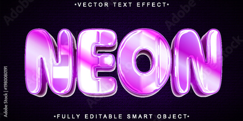  Neon Electric Glow Typography Style Vector Fully Editable Smart Object Text Effect
