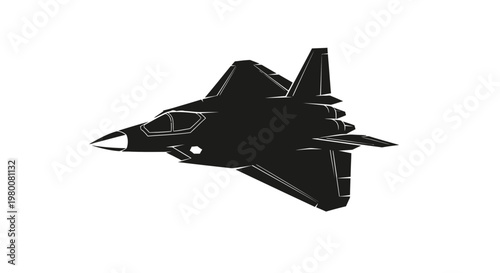 Modern Military Jet Fighter Silhouette in Flight - Powerful Aerial Design