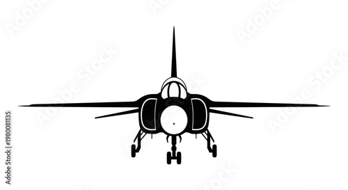 Modern Military Jet Fighter Front View - Powerful Aviation Technology