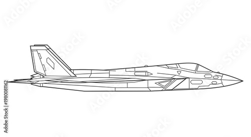 Modern Military Aircraft Side View Illustration