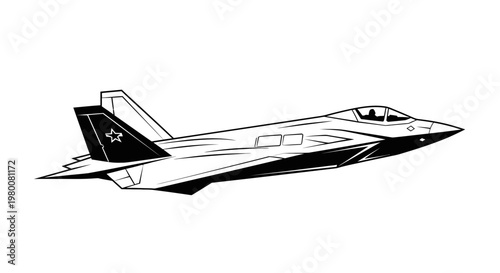 Modern Military Aircraft Silhouette - Powerful Jet Fighter Design