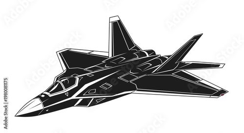 Modern Military Aircraft Silhouette - Powerful Jet Fighter Design