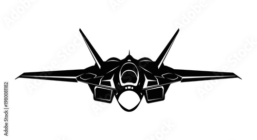 Modern Military Jet Fighter Aircraft Front View Silhouette