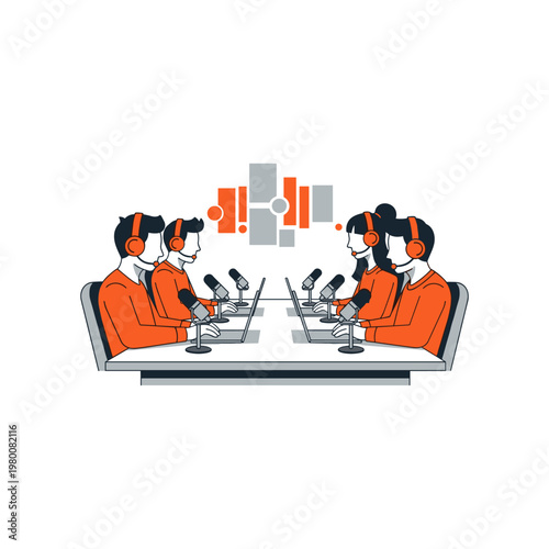 Two call center agents collaborating on a virtual data chart together