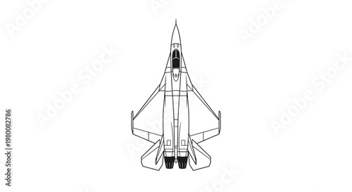Modern Military Fighter Jet Top View Illustration