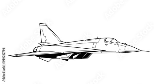 Modern Military Jet Aircraft Side View Illustration