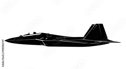 Modern Military Jet Aircraft Silhouette - Powerful Air Superiority