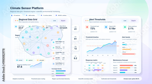 Light climate sensor dashboard UI with environmental analytics
