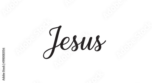 The word JESUS written on white background religious faith and Christianity concept