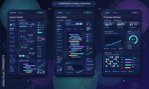 Collaborative coding classroom dashboard UI design