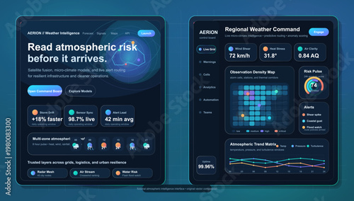 Regional weather intelligence dashboard UI concept