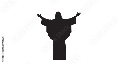 jesus christ silhouette isolated on white background religious spiritual concept