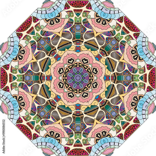 Colorful cute Mandalas. Decorative unusual round ornaments.