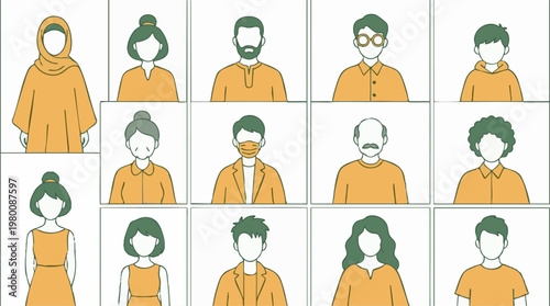 Group of diverse flat design people avatars, different ages and styles