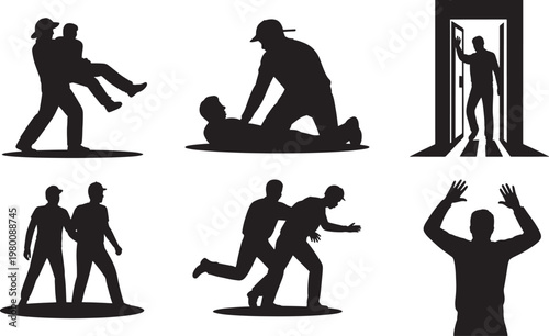 first aid and emergency response silhouettes