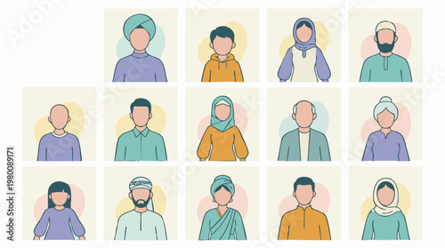 Diverse collection of people avatars representing various ages and cultures