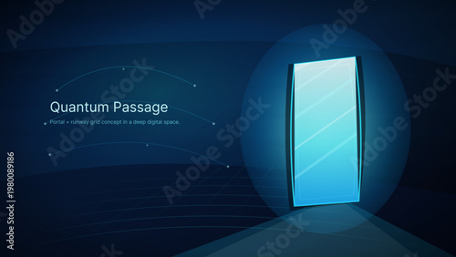 Quantum Passage Futuristic Doorway Digital Innovation Technology Gateway Concept
