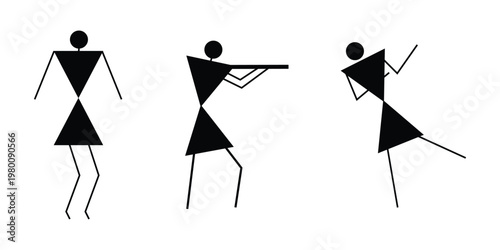 Warli tribal musicians and dancer illustration on white background, traditional ethnic folk art with geometric human figures, minimalist cultural heritage design