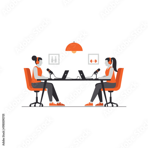 Two individuals conducting a virtual interview or podcast session together