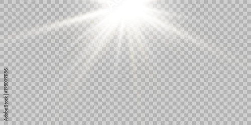 Glow light effect. Star burst with sparkles. Sun.